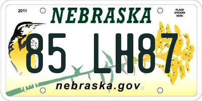 NE license plate 85LH87