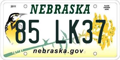NE license plate 85LK37
