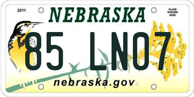 NE license plate 85LN07