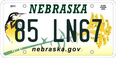 NE license plate 85LN67