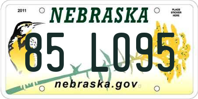 NE license plate 85LO95