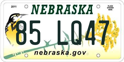 NE license plate 85LQ47