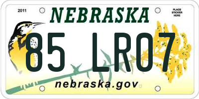 NE license plate 85LR07