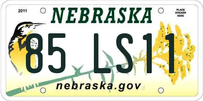 NE license plate 85LS11
