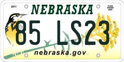 NE license plate 85LS23