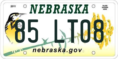 NE license plate 85LT08