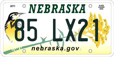 NE license plate 85LX21
