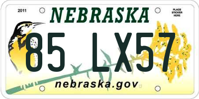 NE license plate 85LX57