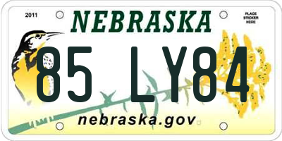 NE license plate 85LY84