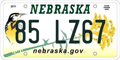 NE license plate 85LZ67