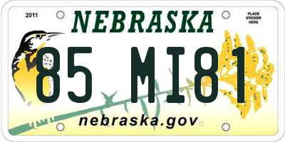 NE license plate 85MI81