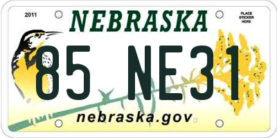 NE license plate 85NE31