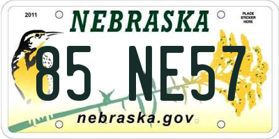 NE license plate 85NE57