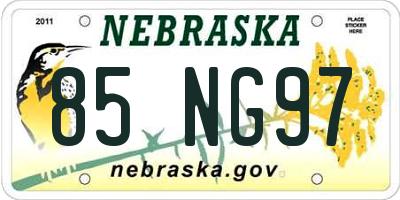 NE license plate 85NG97