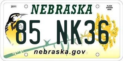 NE license plate 85NK36