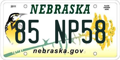 NE license plate 85NP58