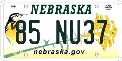 NE license plate 85NU37