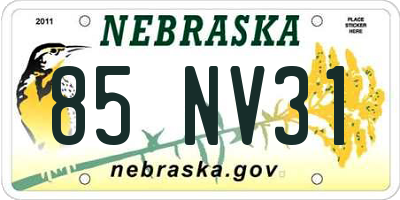NE license plate 85NV31