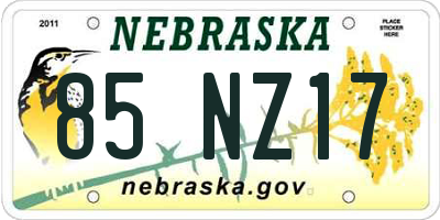 NE license plate 85NZ17