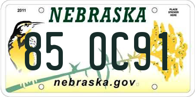 NE license plate 85OC91