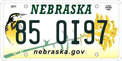 NE license plate 85OI97