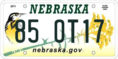 NE license plate 85OT17