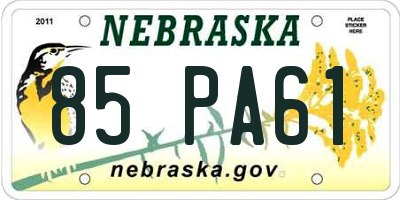 NE license plate 85PA61