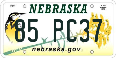 NE license plate 85PC37