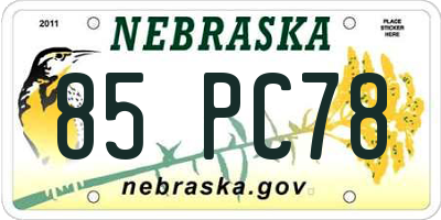 NE license plate 85PC78