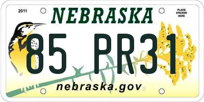 NE license plate 85PR31