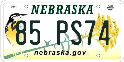 NE license plate 85PS74