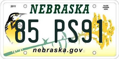NE license plate 85PS91