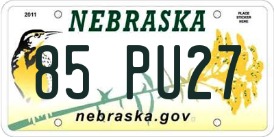 NE license plate 85PU27