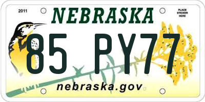 NE license plate 85PY77
