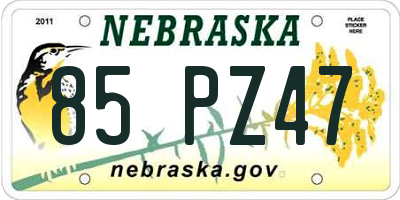 NE license plate 85PZ47
