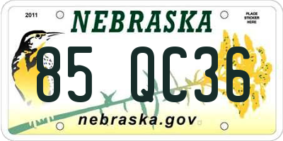 NE license plate 85QC36