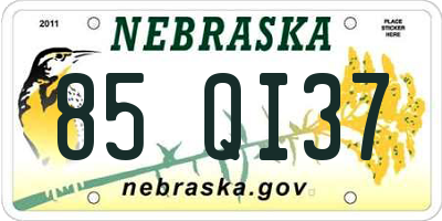 NE license plate 85QI37