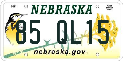 NE license plate 85QL15