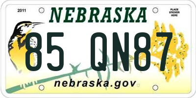NE license plate 85QN87