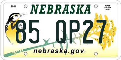 NE license plate 85QP27