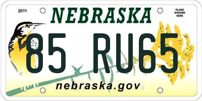 NE license plate 85RU65