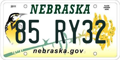 NE license plate 85RY32