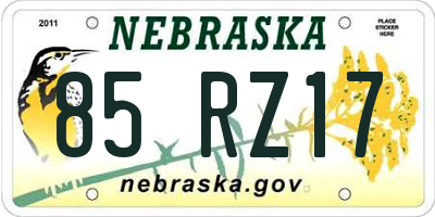 NE license plate 85RZ17