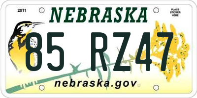 NE license plate 85RZ47
