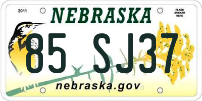 NE license plate 85SJ37