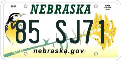 NE license plate 85SJ71