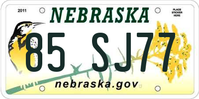 NE license plate 85SJ77