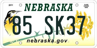 NE license plate 85SK37