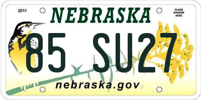 NE license plate 85SU27