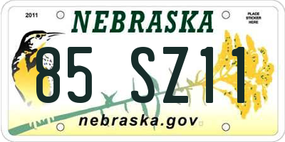 NE license plate 85SZ11